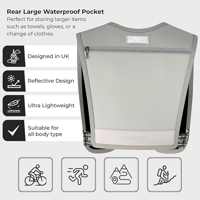 LUMEFIT Running Vest Phone Holder - Hydration Vest with Water Bottle- Reflective Vest for Men and Women- Running Hydration Vest Waterproof Phone Pouch