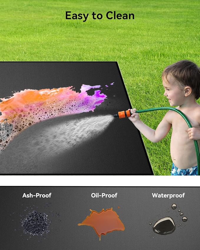 65 x 40 inch Heavy Duty Large Under Grill Mats for Outdoor Grill, Double-Sided Fireproof, Waterproof, Oil Proof Deck and Patio Protector Mat, BBQ Mat Grill Floor Mats Fireplace Fire Pit Mat