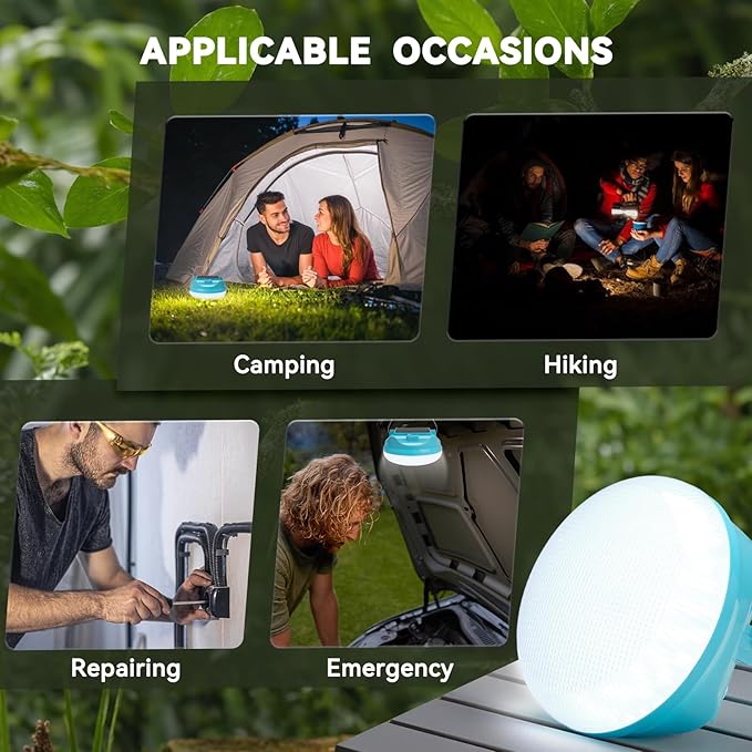 100W Solar Camping Light Rechargeable Lantern with 3 Modes Waterproof Portable Tent Lights for Power Outages Hiking Emergency