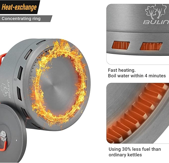 Bulin 1.6L/2.2L Camping Kettle Aluminum Alloy Open Campfire Coffee Tea Pot Fast Heating Outdoor Gear for Boiling Water Ultralight Portable Hiking Picnic Travel