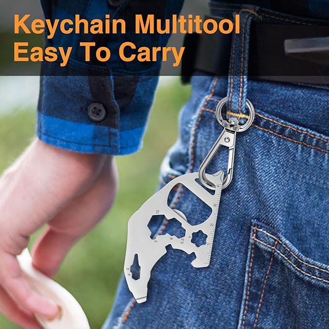 12 in 1 Keychain Multi-tool, Gifts for Men Boyfriend Dad, Father's Day Birthday Gifts, Mini EDC gadgets Tool Gear Bottle Opener for Camping Survival