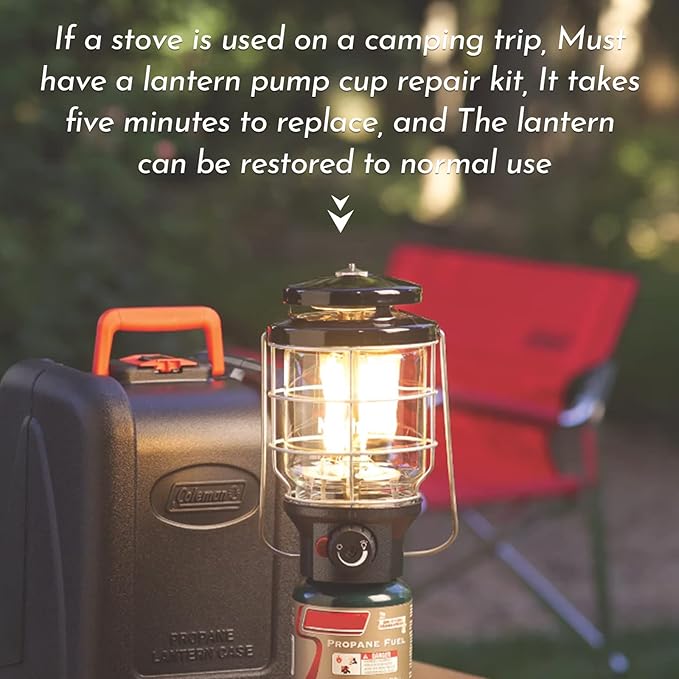 3000005094 For Coleman Lantern Stove Pump Cup Replacement Kit with Leather Pump Cap,Metal Nut and Plastic Cap for Air Seal (Compatible with Coleman Multiple Models)-2 Pack