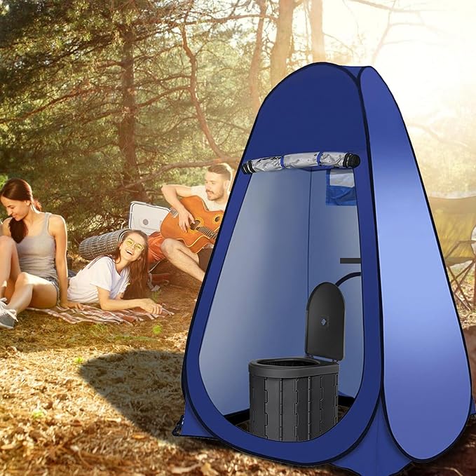 Portable Outdoor Camping Toilet Kit for Adults,Pop Up Privacy Tent, Camping Folding Toilet, 30 Toilet Bags, Washable Foldable for Travel, RV, Car, Beach, Hiking