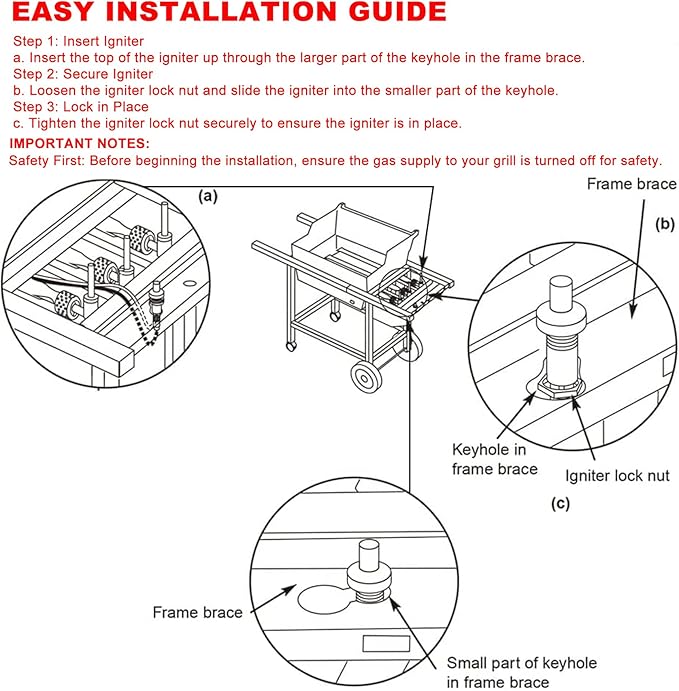SafBbcue Igniter Kit 7509 for Weber Spirit Genesis (pre-2002) Grills,Platinum I and II Genesis 1000 to 5500 Genesis Silver and Gold (pre-2002) Grills, Replace for Weber #7509 Igniter Part
