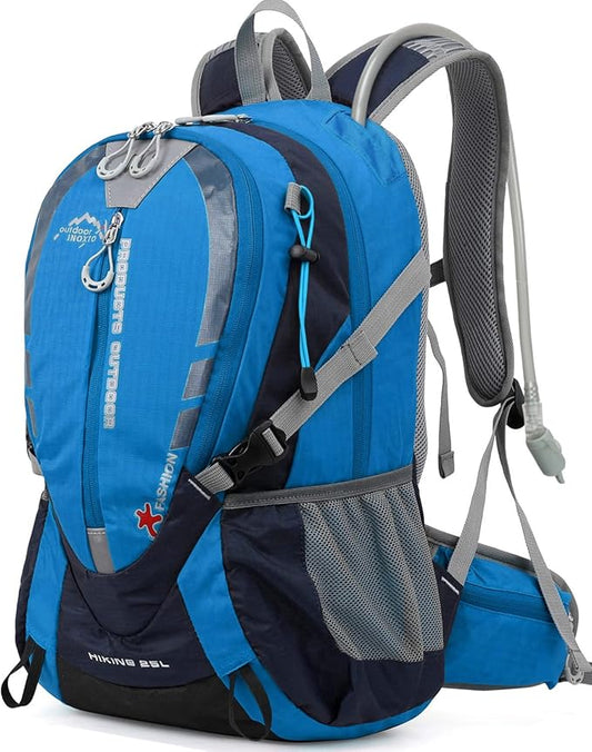 INOXTO Small Hiking Backpack with 2L Water Bladder and Rain Cover, 25L Hydration Daypack for Travel, Cycling, Camping, Outdoor