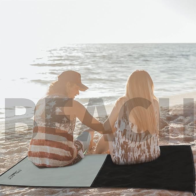 Frelaxy Pocket Picnic Blanket, Waterproof Beach Blanket, Compact Camping Blanket, Lightweight Outdoor Blanket for Beach Festival Camp Picnic Hiking Travel, 35'' x 57'', Grey