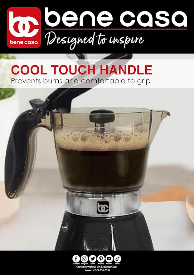 Bene Casa Black Portable Electric Espresso Maker/Cafetera, 1-3 Cups/Shots (1, BLACK)