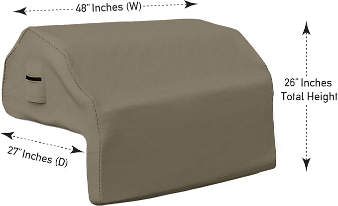 Covers & all Built-in Outdoor Grill Cover, Durable 12 Oz Waterproof Cover Max Material with Air Pocket & Elastic for Snug Fit (48" W x 27" D x 26" H Inches, Beige)