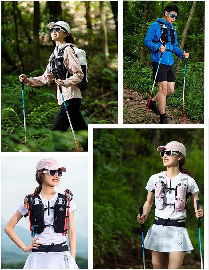 AONIJIE Trekking Poles -2 Ultralight Collapsible Carbon Fiber Hiking Poles with Anti-Shock and Quick Lock System, Folding Walking Sticks for Hiking, Camping