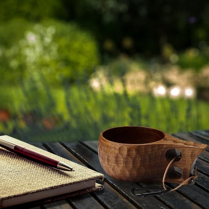 Kuksa Wooden-Mug - 12 oz Wood Coffee Cup for Camping, Hiking, traveling