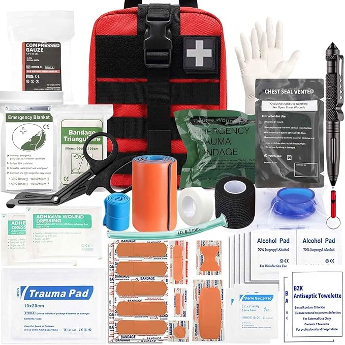 Ifak Trauma Kit, 74 Piece Upgrade Tactical First Aid Supplies, Molle Ifak Pouch Rip Away Refill Supplies for Survival Camping Hiking Travel