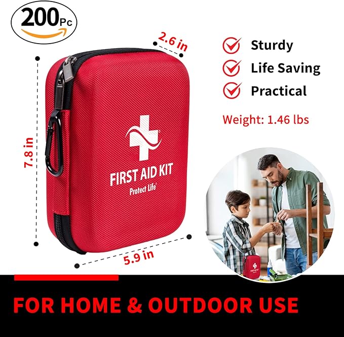 Protect Life Survival First Aid Kit for Home/Business, Camping Survival Kits | Mini Travel First Aid Kit | Camping Equipment | Small Kits for Car | Outdoor Emergency Survivals Pack