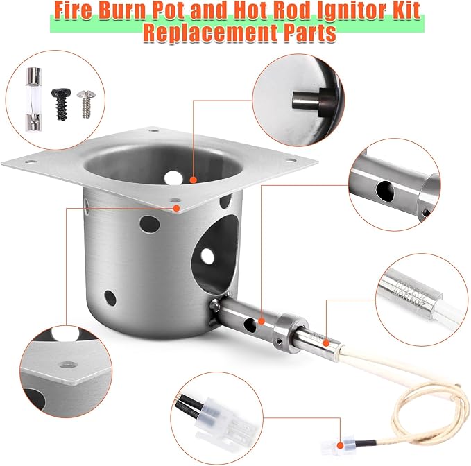 QuliMetal Fire Burn Pot and D2 Hot Rod Ignitor Kit for Traeger Pro 575 & 780, Ironwood 650 & 885, Silverton 620 & 810 Wood Pellet Grills with D2 Direct Drive and WiFIRE Technology