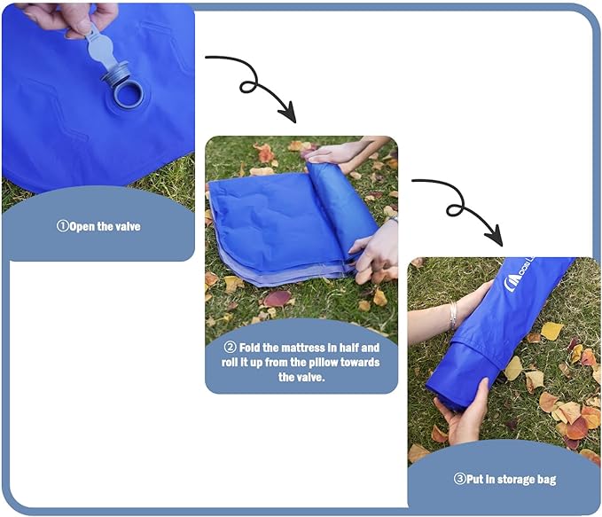 MOON LENCE Sleeping Pad for Camping, Inflatable Sleeping Mat Camping Mat with Pillow, Compact Ultralight Waterproof Camping Mattress for Backpacking, Hiking, Traveling (Azure)