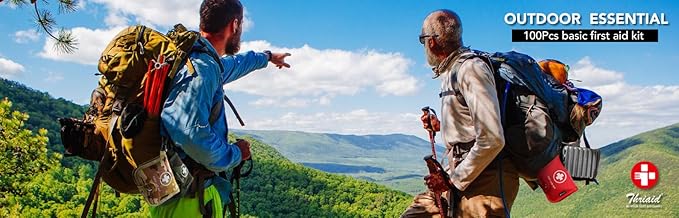 Small First Aid Kit, 100 Pieces Water-Resistant Well Organzied Pouch with Rotatable Buckle - Ideal for Outdoor, Travel, Biking, Camping, Hiking, Car (Desert Camo)