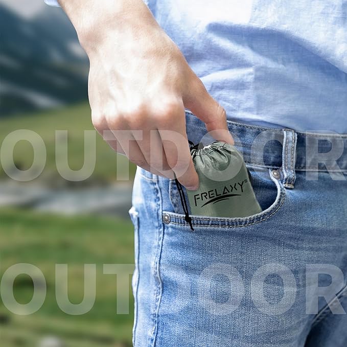 Frelaxy Pocket Picnic Blanket - Compact, Lightweight Camping & Beach Blanket for Festival, Hiking, Travel (Grey, 28'' x 47 '')