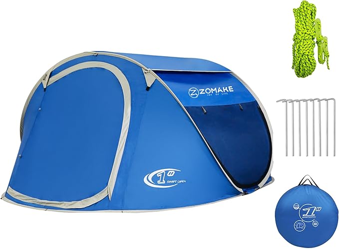 Easy Pop Up Tent 2-4 Person Waterproof - Pop-Up Camping Tents Automatic Tent Throw Pop Up Instant Flip Pop Tent for Camping,by ZOAMKE