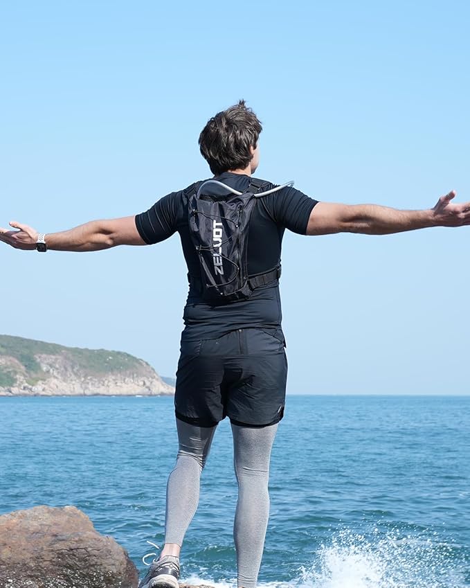 Running Vest with 2L Water Bladder, USA Original Patent, Lightweight Adjustable Chest Pack with Gear Holder, Reflective Running Hydration Vest for Women Men for Marathon, Hiking