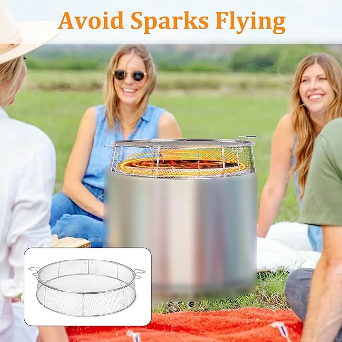 Uniflasy Fire Pit Shield and Cooking Grate for Solo Stove Yukon 27",304 Stainless Steel Spark Screen Cooking Grate for Backyard & Outdoor Fire Pits,Fire Pit Accessory Kits for Solo Stove Yukon