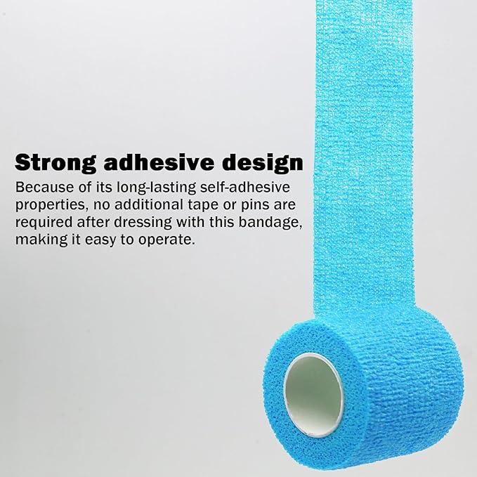 First Aid Bandages Cohesive Wrap Adhesive Self Adherent Tape - Colorful Bandages (Little Blue, 2-inch)