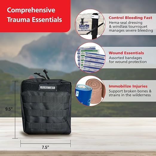 Elite First Aid 60-Piece Emergency Trauma Kit/IFAK Kit, MOLLE-Compatible Tactical First Aid Kit with Tourniquet for Car, Home, Camping, and More (91629)