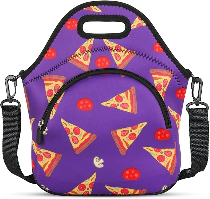 Violet Mist Neoprene Lunch Bag Reusable Insulated Lunch Box with Adjustable Shoulder Strap&Pocket for Women,Men,Adults