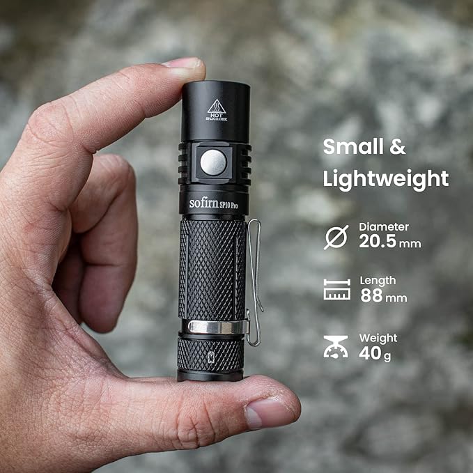 sofirn SP10 Pro Mini Flashlight 900 Lumens, Small AA Flashlight with LH351D LED 90CRI, Anduril 2 UI, Pocket Flashlight for Camping, Outdoor, Hiking Emergency (Black-KIT)