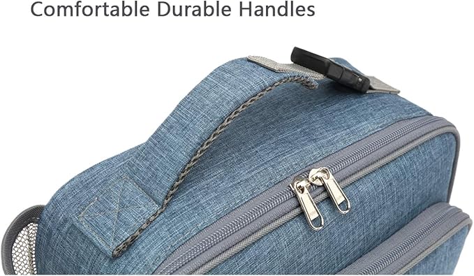 FlowFly Kids Lunch box Insulated Soft Bag Mini Cooler Back to School Thermal Meal Tote Kit for Girls, Boys,Navy