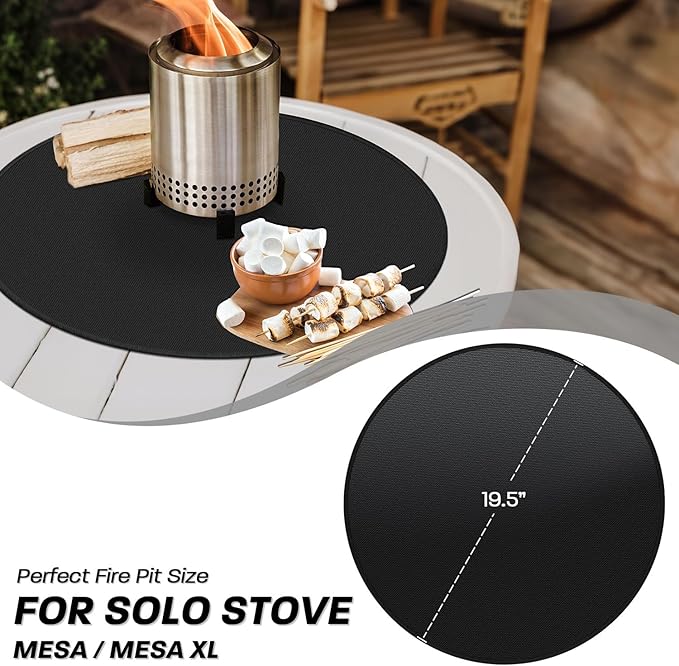 19.5" Fire Pit Mat for Solo Stove Mesa, Oil and Waterproof Round Tabletop Under Fire Pit Mat, Portable Camping Stove Mat for Solo Stove Accessories