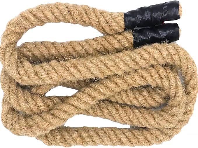1 Inch x 20 Feet Natural Jute Rope Thick Hemp Rope, 4 Strands Twisted Manila for Docks, Nautical, Raliings, Hanging Swing, Decorating, Indoor/Outdoor Use