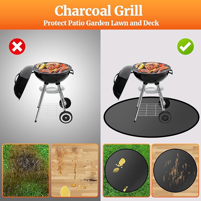 38" Round Fire Pit Mat for Solo Stove Bonfire/Under Grill Mat for Outdoor Grill Fireproof Waterproof Oil-Proof, 4 Layers Fireproof Mat Fireplace Mat BBQ Mat Solo Stove Mat for Deck Patio Grass Smoker