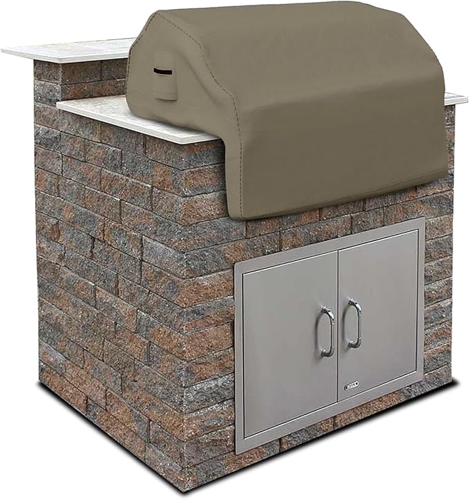 Covers & all Built-in Outdoor Grill Cover, Durable 12 Oz Waterproof Cover Max Material with Air Pocket & Elastic for Snug Fit (36" W x 26" D x 24" H Inches, Beige)