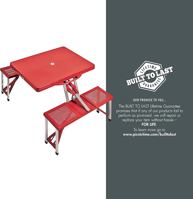 PICNIC TIME Folding Picnic Table, Camping Table, Outdoor Table with Umbrella Hole