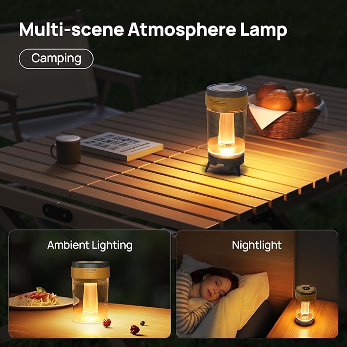 Consciot LED Camping Lantern, USB-C Rechargeable, 5 Light Modes 3 Color Temperatures 4400mAh Battery | Disassembly Free Design & Magnetic | Dimmable Flash Light & Night Light for Indoor and Outdoor