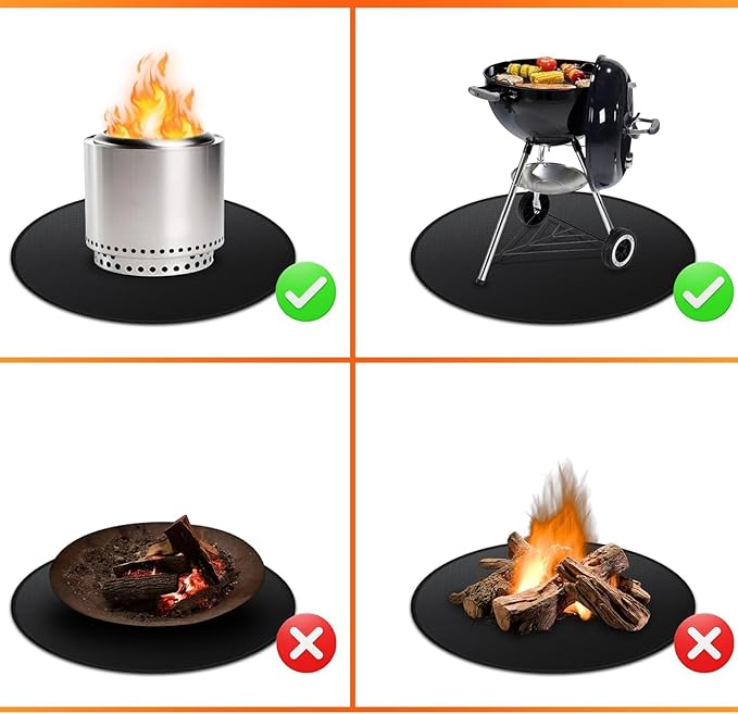 42" Round Fire Pit Mat for Solo Stove Bonfire/Under Grill Mat for Outdoor Grill Fireproof Waterproof Oil-Proof, 4 Layers Fireproof Mat Fireplace Mat Grill Pads Solo Stove Mat Deck Patio Grass Smoker
