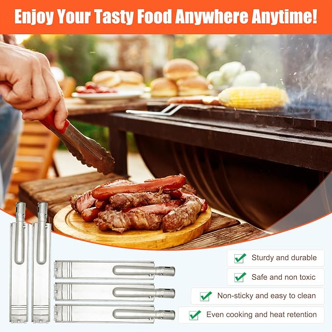 16 1/8" Heavy Duty Cast Stainless Steel BBQ Grill Burners for Bull BBQ Replacement Parts for Cal Flame Aussie Blaze Thermos Turbo,5 PCS Burners for Jenn air Grill Replacement Parts