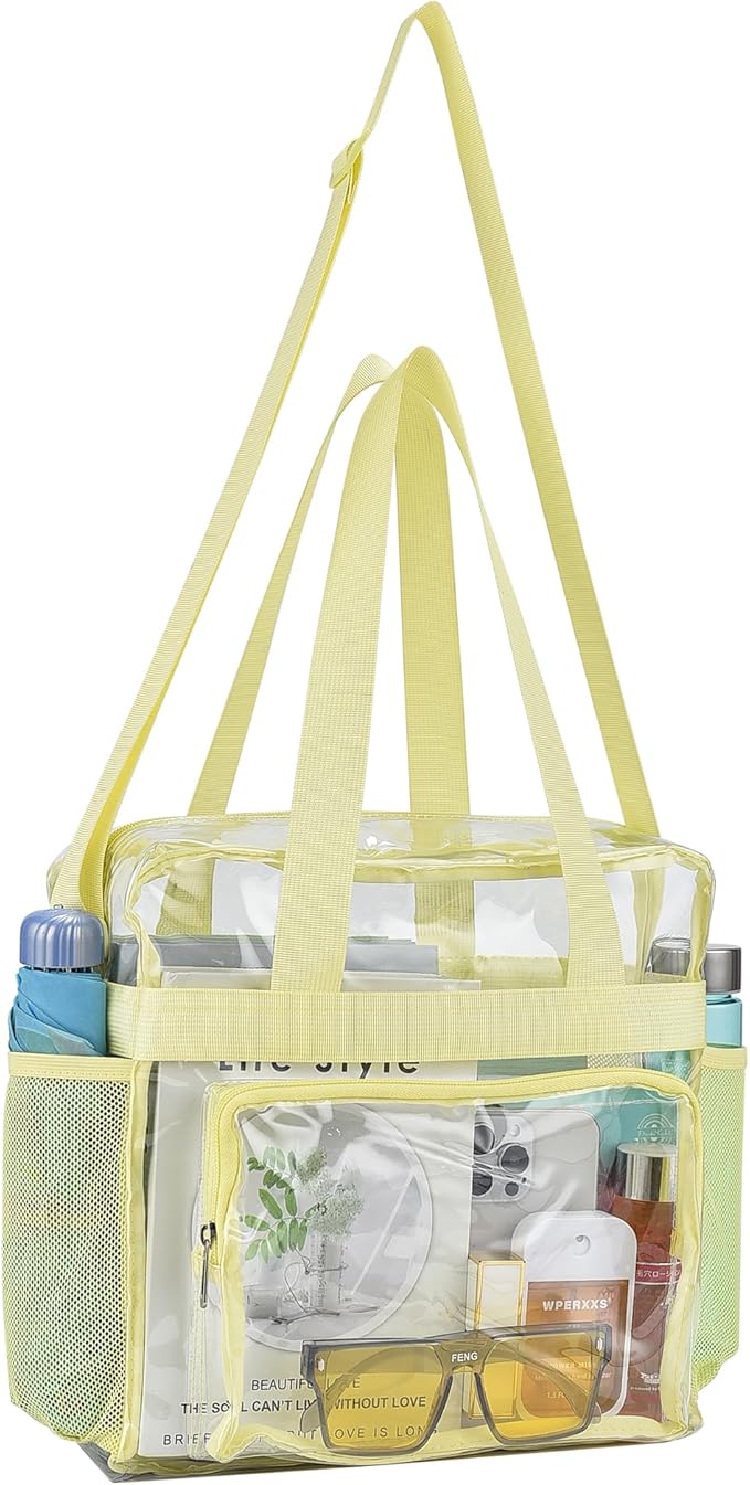 USPECLARE Clear Tote Stadium Approved, Security Travel & Gym Clear Bag for Work Sports Games Concerts