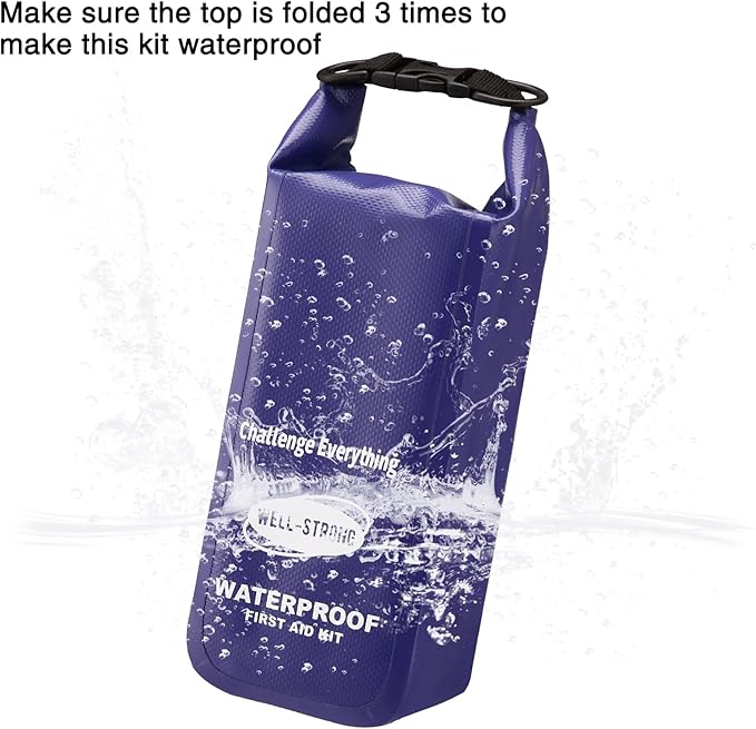 Waterproof First Aid Kit Roll Top Boat Emergency Kit with Waterproof Contents for Fishing Kayaking Boating Swimming Camping Rafting Beach Purple