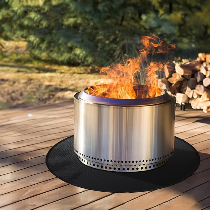 48" Round Fire Pit Mat for Solo Stove Bonfire/Under Grill Mat for Outdoor Grill Fireproof Waterproof Oil-Proof, 4 Layers Fireproof Fire Pit BBQ Pad Mat for Solo Stove Deck Patio Protect