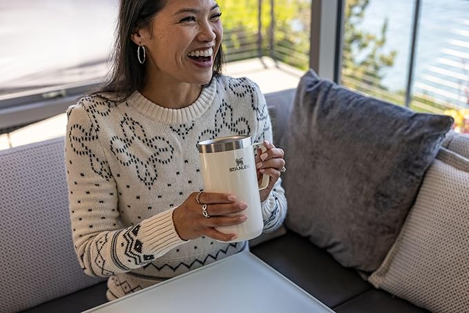 Stanley Stay-Hot Camp Mug 24 oz | Press Fit Drink Through Lid | Cup for Coffee, Tea and Drinks | Insulated Stainless Steel Coffee Mug | BPA-Free | Cream Gloss