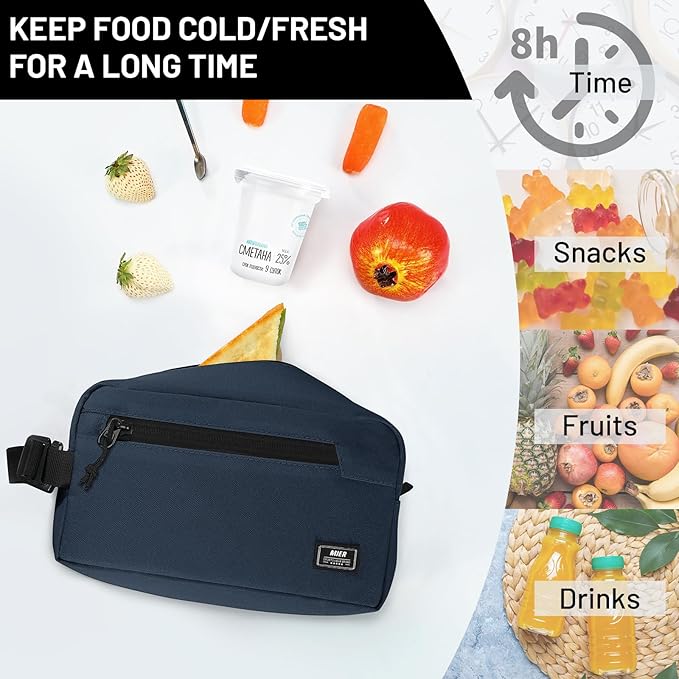 MIER Freezable Snack Bags Small Frozen Mini Cooler Lunch Bag Freezer Insulated Pouch for Adults Work Travel On-the-go,Dark Blue