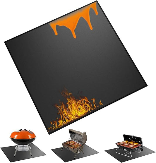 29 x 29 inch Heavy Duty Large Under Grill Mats for Outdoor Grill, Double-Sided Fireproof, Waterproof, Oil Proof Deck and Patio Protector, BBQ Mat Grill Floor Mats Fireplace Fire Pit Mat