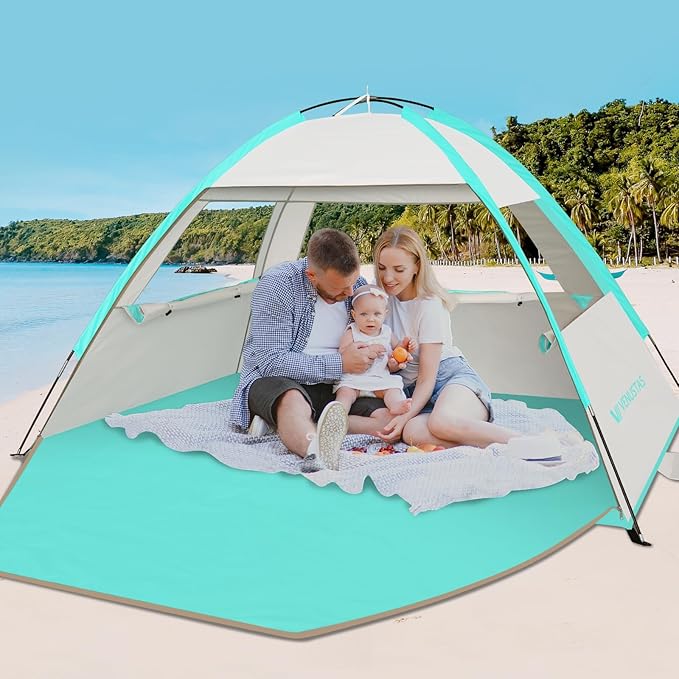 Venustas Beach Tent Sun Shelter for 3-10 Person, UPF 50+ UV Protection Canopy, Lightweight and Easy Setup Cabana, Portable Beach Shade