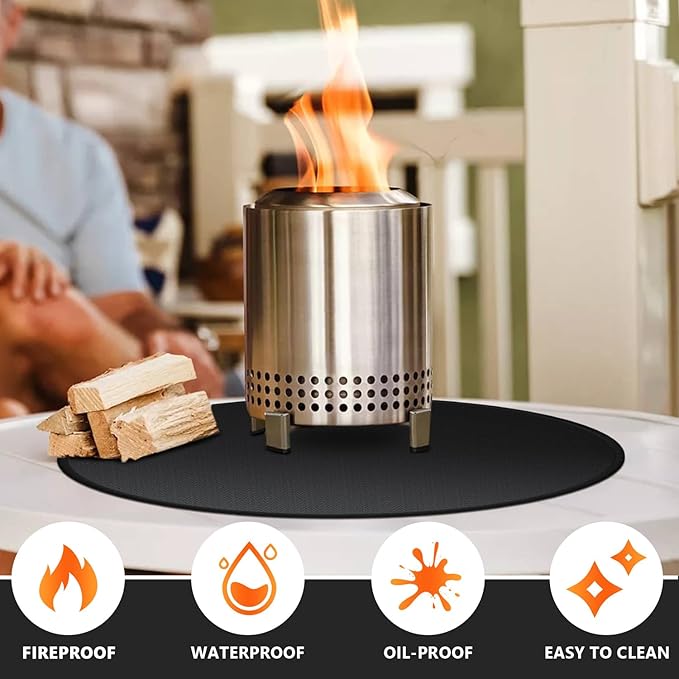 19.5" Fire Pit Mat for Solo Stove Mesa Tabletop Fire Pit, Fireproof Mat for Solo Stove Accessories, Small Under Grill Pad to Protect Your Table, Easy to Clean, Reusable