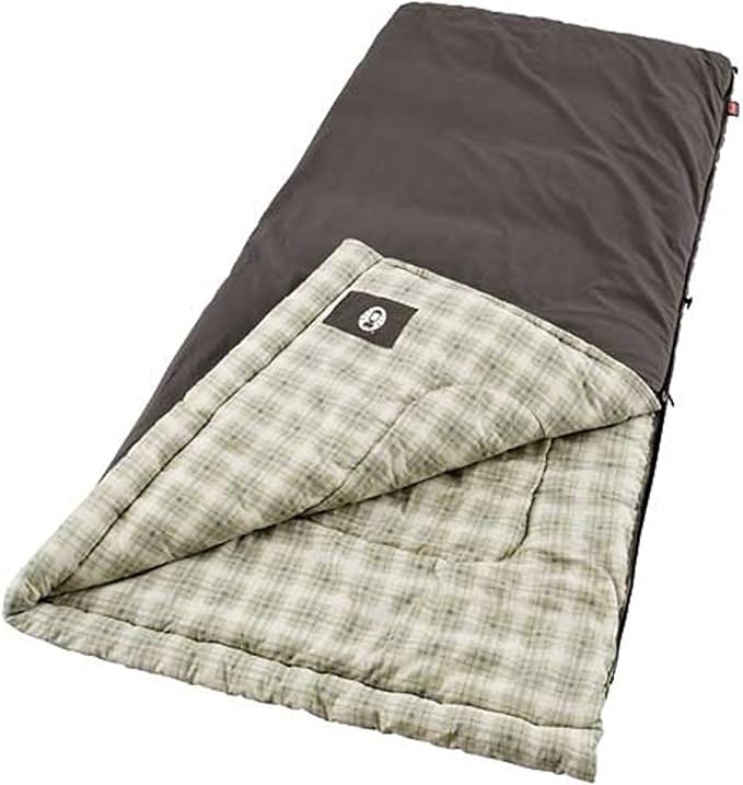 Coleman Heritage Big & Tall Cold-Weather Sleeping Bag - 10F Camping for Adults, Comfortable & Warm Flannel for Outdoor Use, Fits Adults up to 6ft 7in Tall
