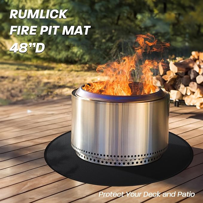 48" Fire Pit Mat for Solo Stove Yukon, Round Fireproof Under Grill Mats for Outdoor Grill, Portable Camping Stove Mat for Solo Stove Accessories