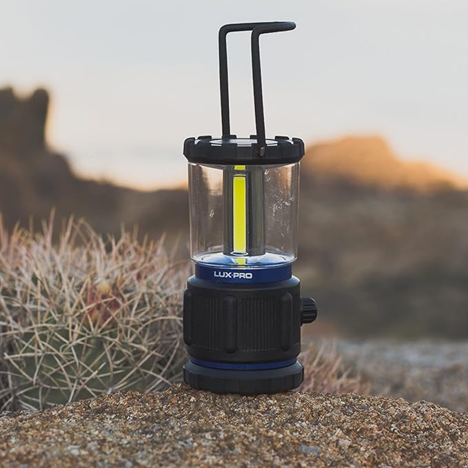 LUXPRO 3C Rugged 750 Lumen LED Lantern - Battery Powered for Up to 90 Hours of Use - Dimmable LED Light with IPX4 Water-Resistant Rating