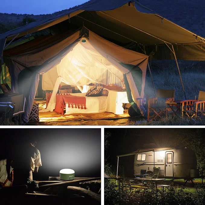 3000mAh 2000LM Rechargeable Camping Light , Warm/White/Nature/SOS 4Modes Brightness Stepless Adjust Camping Lantern Rechargeable Tent Light for Power Failure Emergency Survival Kits (1)