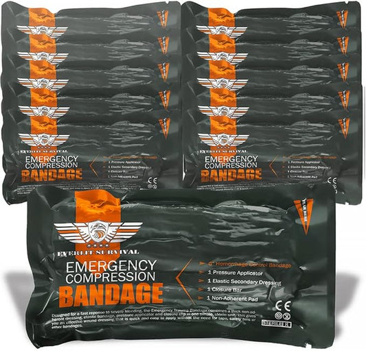 EVERLIT Israeli 6 Inch Emergency Bandage Compression Trauma Pressure Wound Dressing Sterile Vacuum-Sealed Packaging for Bleeding Control, Medical Trauma Kit, Gun Shot, First Aid IFAK
