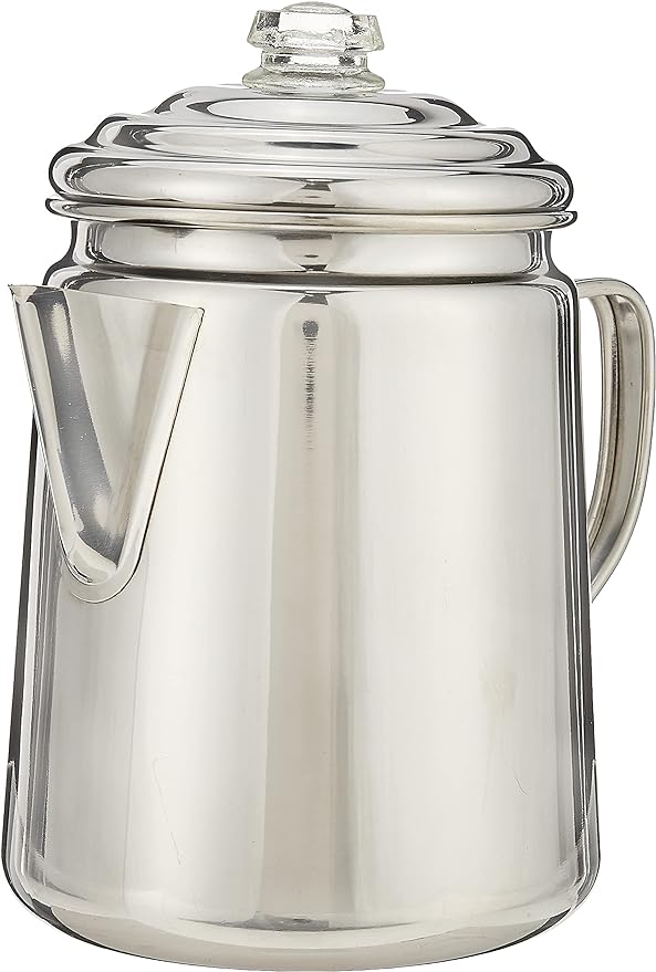 Coleman Stainless Steel Coffee Percolator, 12-Cup Capacity Durable Outdoor Coffee Maker for Camping, Backpacking, RV, Stovetop, Campfire, & More, No Filters Needed